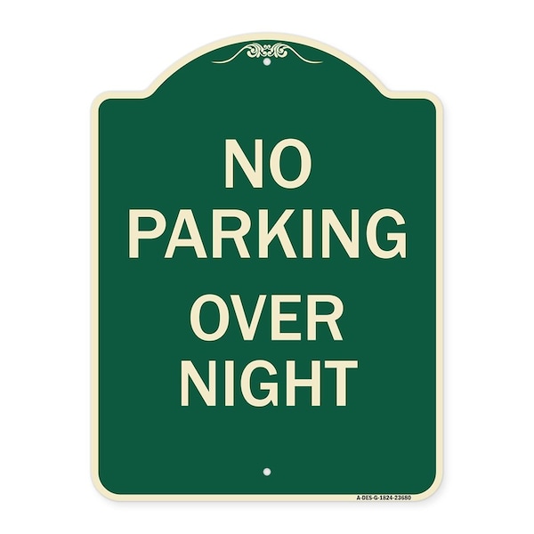 No Parking Overnight Parking Heavy-Gauge Aluminum Architectural Sign, 24" x 18", G-1824-23680